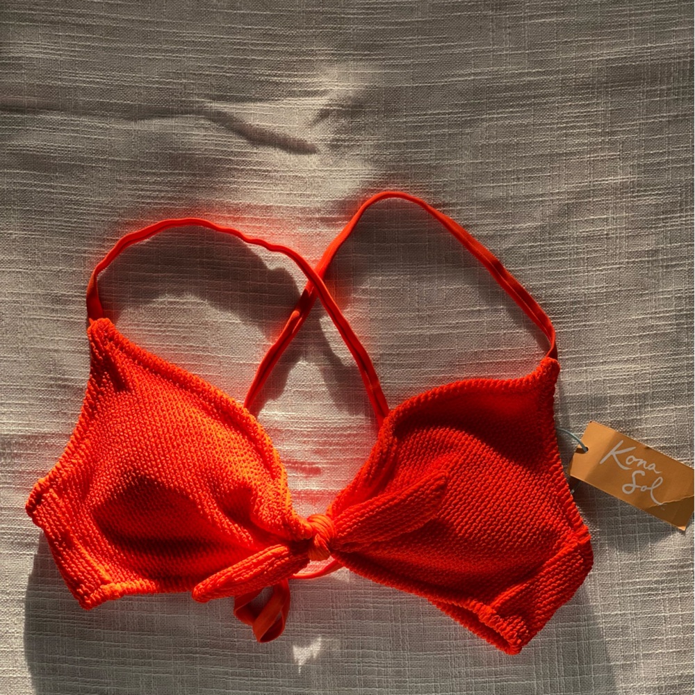 Orange Knit Bikini Top